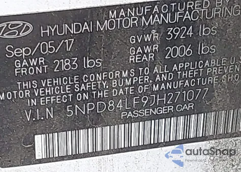 2018 Hyundai Elantra Value Edition z USA, uszkodzony, nr VIN 5NPD84LF9JH271077